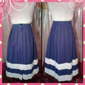 Blue & White Pleated Skirt